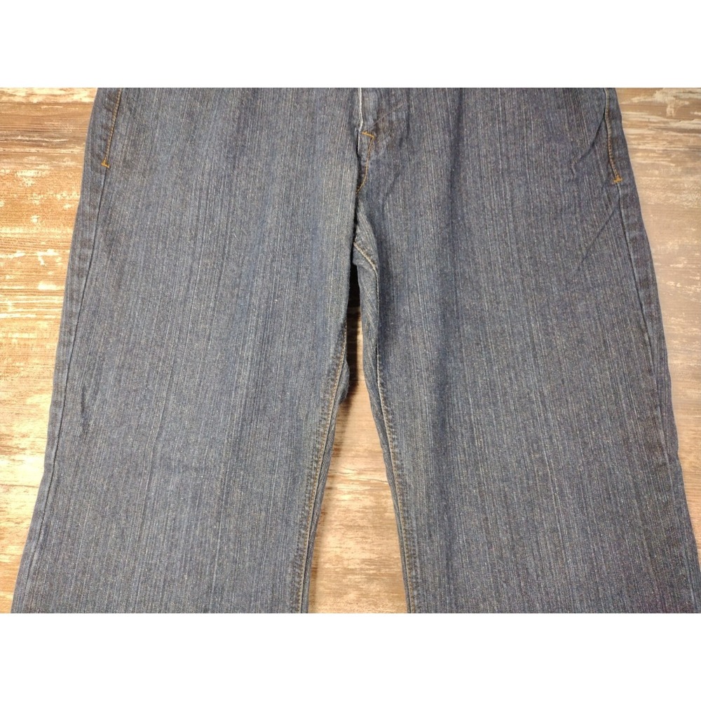 Micros Clothing Y2k Baggy Jeans Bootcut Dark Blue Denim Stud Pockets 36x32 90's - Picture 3 of 16